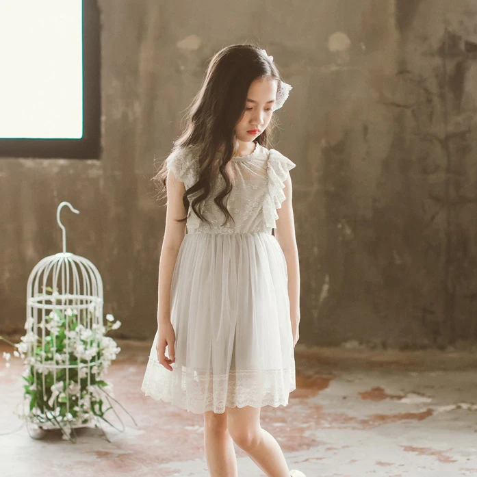 Детское платье; летнее кружевное розовое/серое платье; платье принцессы; Новинка года; летнее платье-пачка для танцев; детское платье