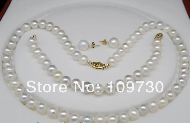 

Jewelry 00646 14KGP YG Lovely 6-7MM AAA+white pearl jewelry sets