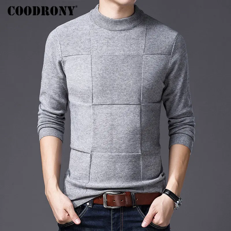 COODRONY رجل البلوزات 2018 الشتاء عيد الميلاد سترة الرجال السترة الرجال الكشمير الياقة المدورة سحب أوم الملابس جيرسي هومبر H007