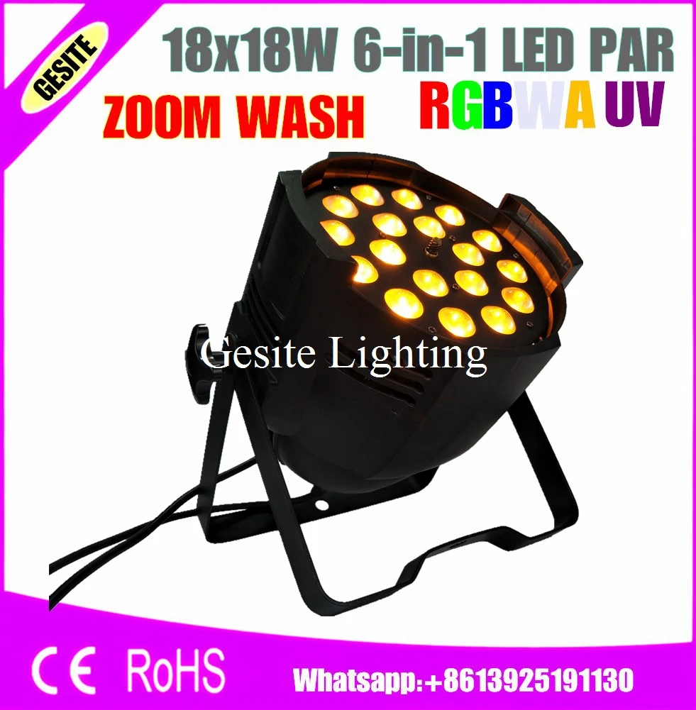 2 шт./лот светодиодный водонепроницаемый 18x18 Вт rgbwa uv dmx par ip65 18 шт. led zoom light 6 в 1 indoor