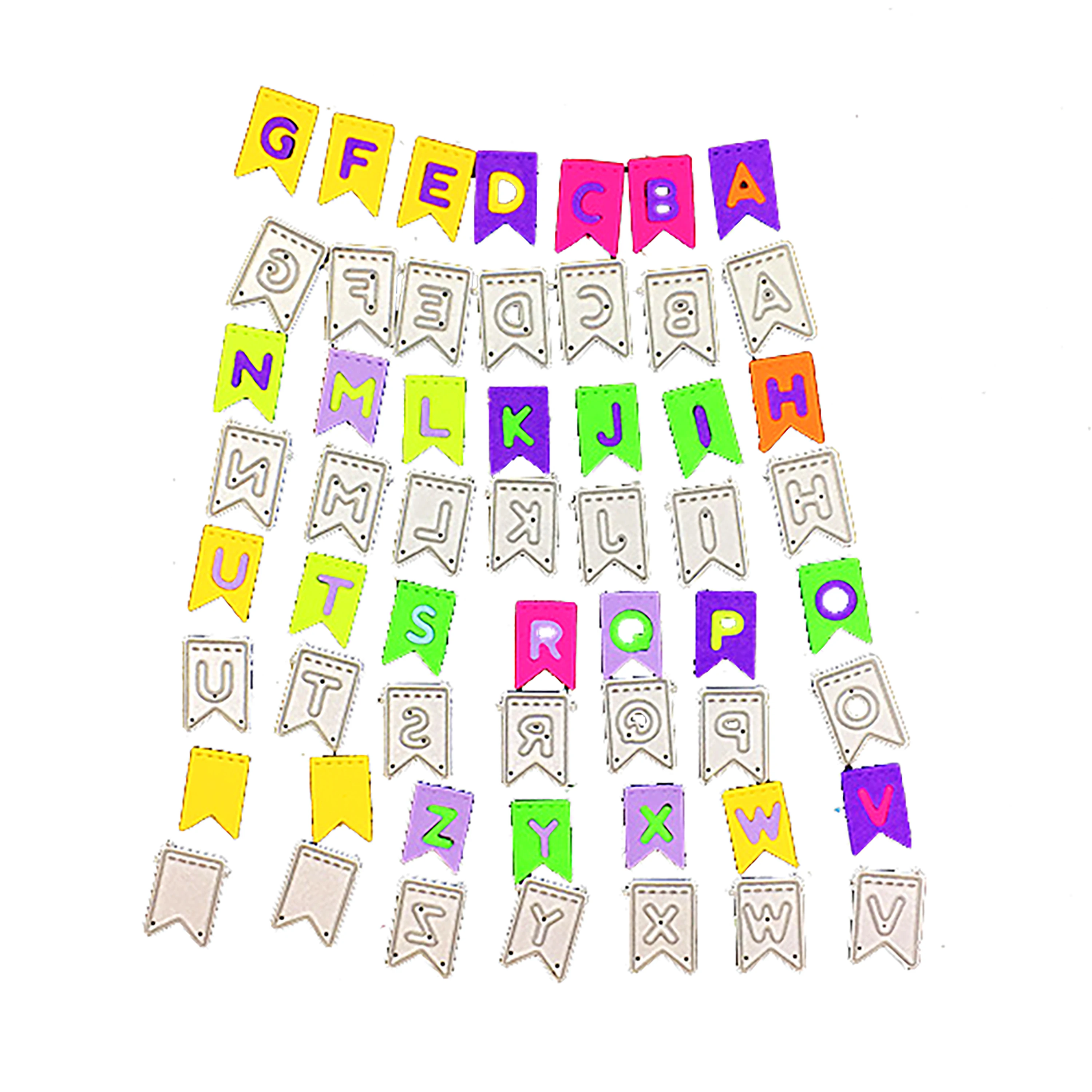 

26-Letter Flag Combination Metal Cutting Dies Gift Stencil For DIY Scrapbooking Album Paper Cards Decorative Craft Embossing Cut