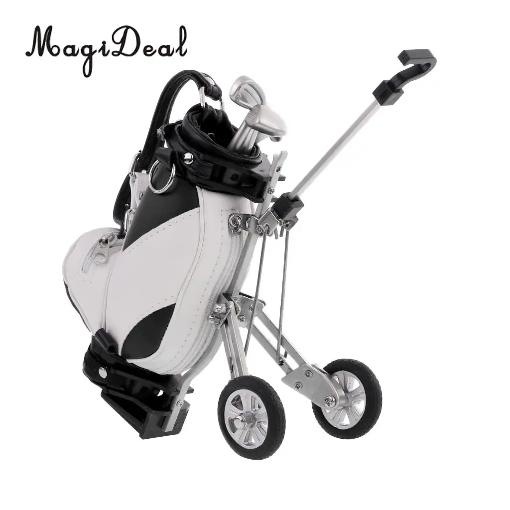 MagiDeal Mini Desktop Golf Cart Bag Holder and Golf Club Pen Home Office Novelty Gift - Send in Random Color