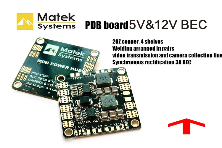 

Matek multi-rotor Power distributors board PDB Dual BEC 5V 12V synchronous rectification 3A upgrade
