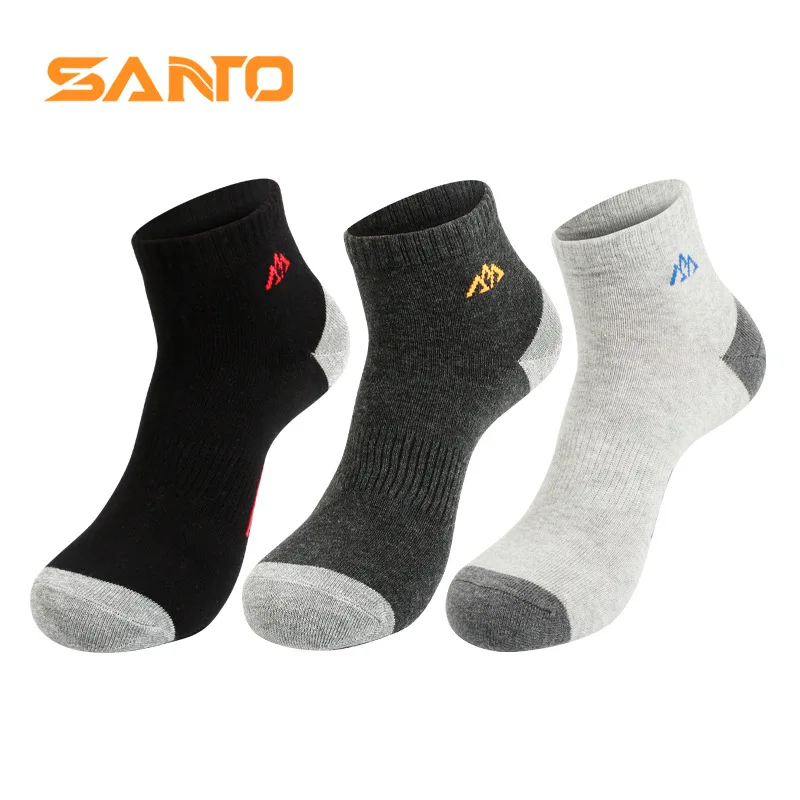 

SANTO 1Pairs/lot Men Women Socks Cotton Sports Basketball Running Outdoors Towel Hiking Cycling Ankle Short Socks 6 Colors