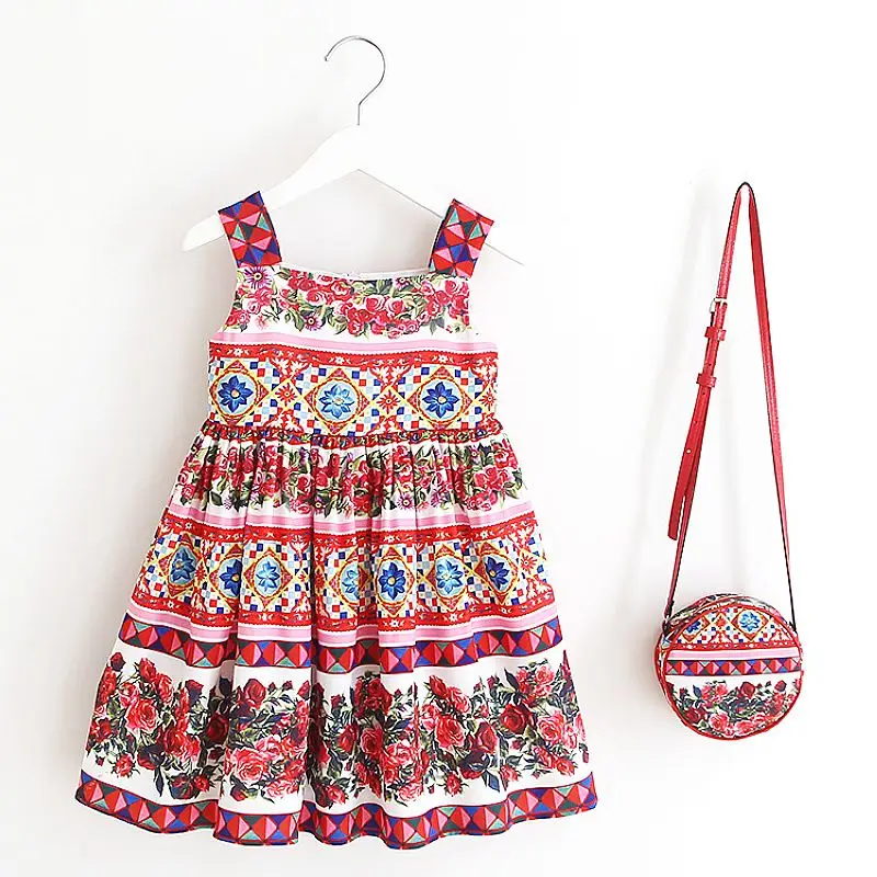 Платья для маленьких девочек; летняя одежда для малышей; коллекция года; Брендовое платье принцессы с сумочкой; костюм для детей; платье; одежда для детей; vestidos - Цвет: 83