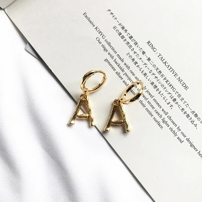 

WTLTC Simple Drop Small Letter Hoops Earrings for Women Minimalist Initial Huggies Earrings Personalized Custom Hoops Earrings