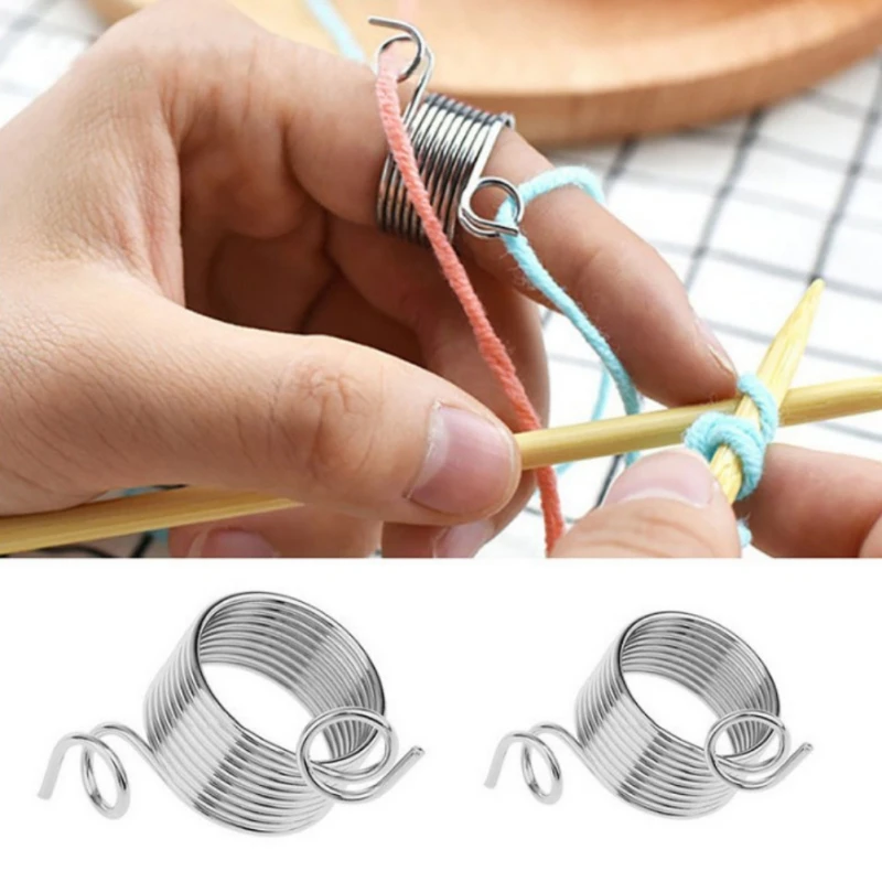 

Sewing Tools Hand Crafts Stainless Steel Yarn Threader Finger Ring Wool Thread Thimble Knitting Sew Tool