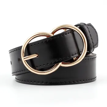 

Women Belts for Women's Jeans Fashion Double circle Gold Buckle Waist Leather Strap Classic Designer Strap Belt Cinturon Mujer