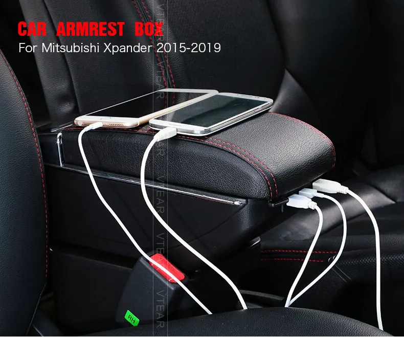 Vtear для Mitsubishi Xpander, подлокотник, аксессуары для салона автомобиля, USB подлокотник, ящик для хранения, центральная консоль, Стайлинг, украшение 19 подлокотник для авто