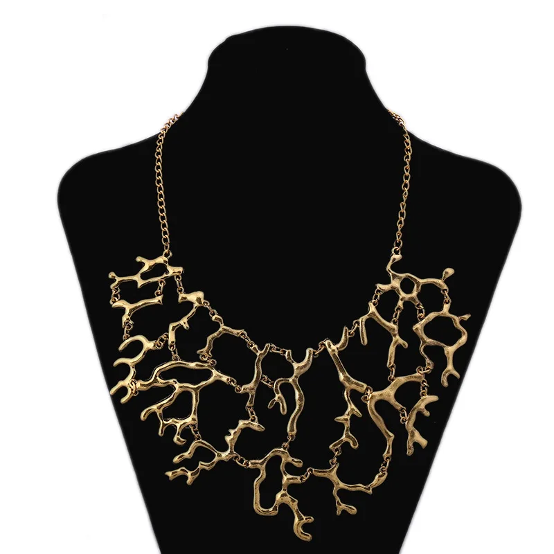 Металлическое Необычное Ожерелье Большой Золотой Длинный Винтажный стиль свадебный подарок ювелирные изделия женское ожерелье с подвеской