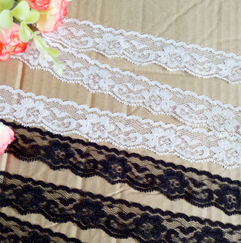 

10yards Width 28mm Embroidered Net white black Lace Trim fabric Garment ribbon headband wedding party decoration Accessorie #721
