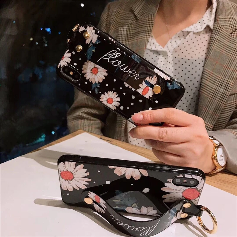 

New Fashion 3D Phone Case For iPhoneX XR XS Daisy Flower Soft TPU&Plastic Cellphone Housing For iPhone6 7 8 Plus Coque Funda