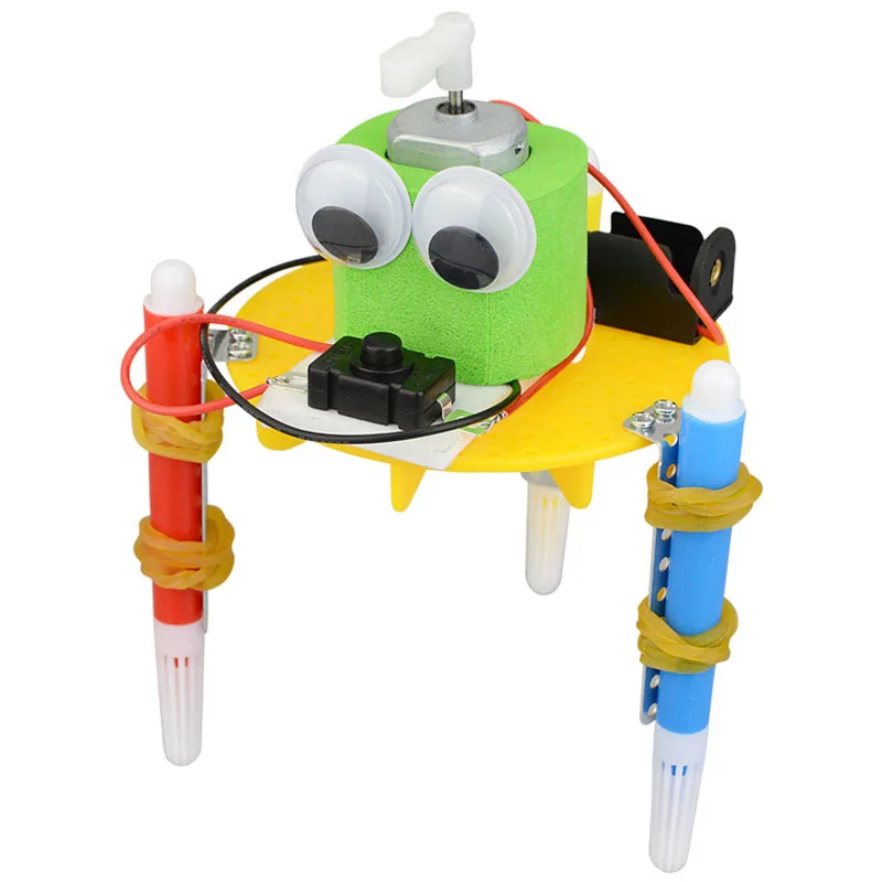 

DIY Physics Science Experiment Doodle Robot Painting Intelligent Creative Electric Toy Handmade Assemble Toys for Student
