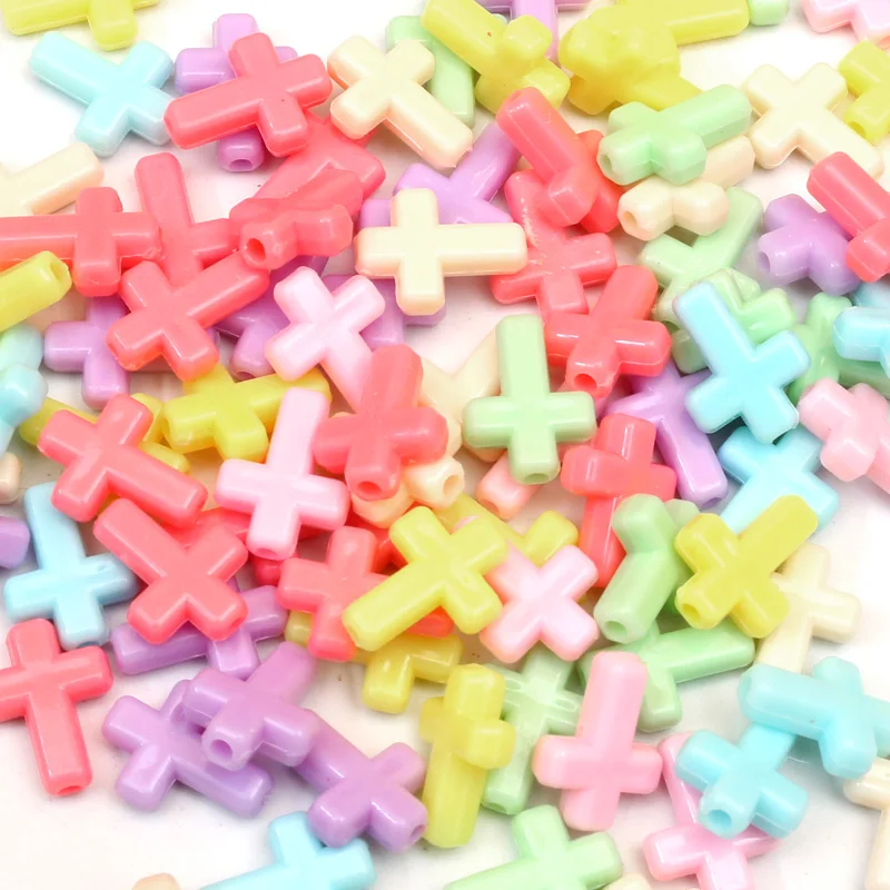 

200Pcs Mixed Cross Acrylic Beads 16x12mm For Jewellery Marking Loose Spacer Beads Bracelet Necklace Charm Jewelry Finding