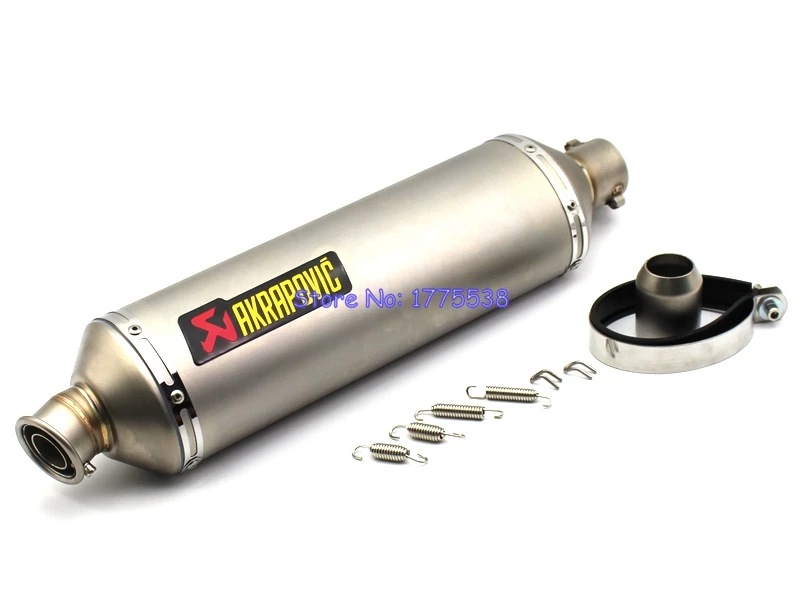 

PHULEOVEO ID:51mm Universal Motorcycle Akrapovic Exhaust Muffler Baffle Titanium Color Motorbike Muffler Exhaust Escape Damper