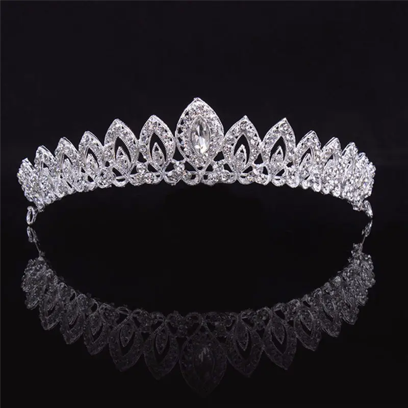 Барокко Винтаж Синий Кристалл невесты корона для женщин головной убор свадебные диадемы и короны свадебные украшения для волос аксессуары Корона Мода - Окраска металла: Silver