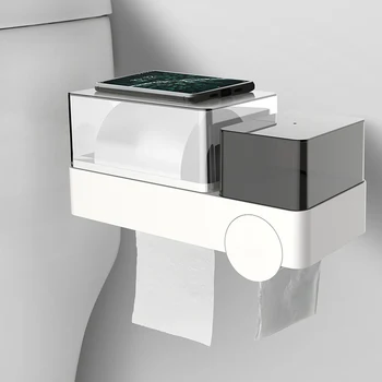 

Toilet Tissue Paper Holder Punch-free Waterproof Shelf Storage Organizer for Bathroom LKS99
