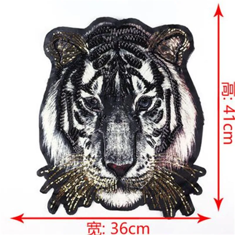 Мода патч 410 мм Большой тигр голова с голотипом suquins Diy для женщин вышивка нашивки для аппликация на одежду наклейки
