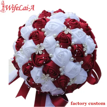 CALIENTE PRECIO ❤️ Wifelai-a Ramos De Novia Borgoña, rojo, blanco, ramo De Novia De cristal, flor Artificial personalizada, dama De honor, ramo De boda W224A-2 - discount item 49% OFF Bodas y eventos