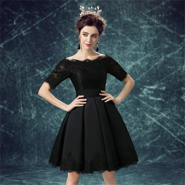 Vestito nero Corto Vestito Da Cocktail Ricamo Partito di Sera Del Vestito  Sopra Il Ginocchio Vestito Homecoming Banchetto Nuziale Vestido de  noiva|short cocktails|short cocktail dresscocktail dresses - AliExpress