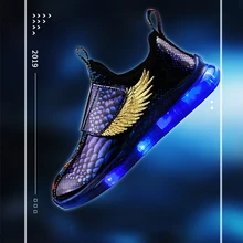 Size 26-37 New Summer Led Fiber Optic Shoes for girls boys USB Recharge glowing Sneakers Man light up shoes High Quality