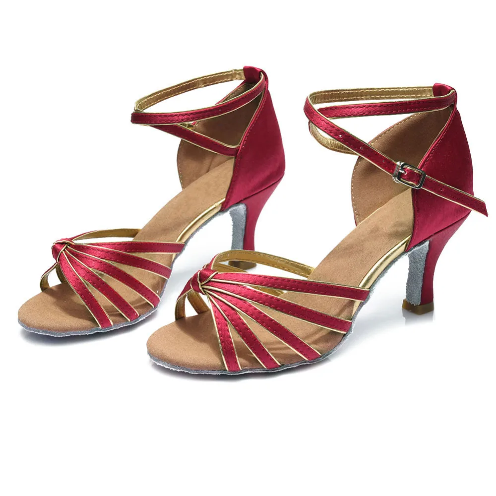 Cena Gorąca sprzedaż kobiet Latin Dance buty Ballroom Tango Salsa Daning buty dla dziewczynek panie obcasy 5 cm 7 cm 11Corlors