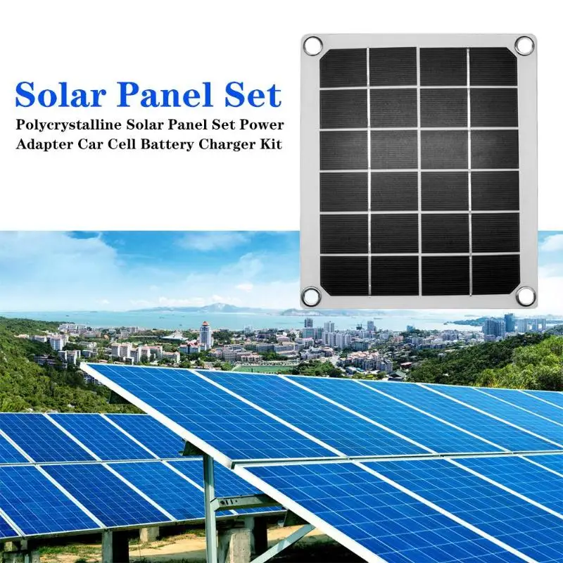 

10W/15W/20W/25W Polycrystalline Solar Panel Set Power Adapter Car Cell Battery Charger Kit Outdoor