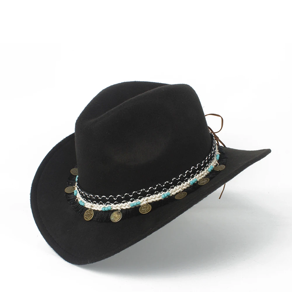 Модная женская западная ковбойская шляпа Женская Вуалетка Outblack Cowgirl Sombrero Hombre джаз шляпа