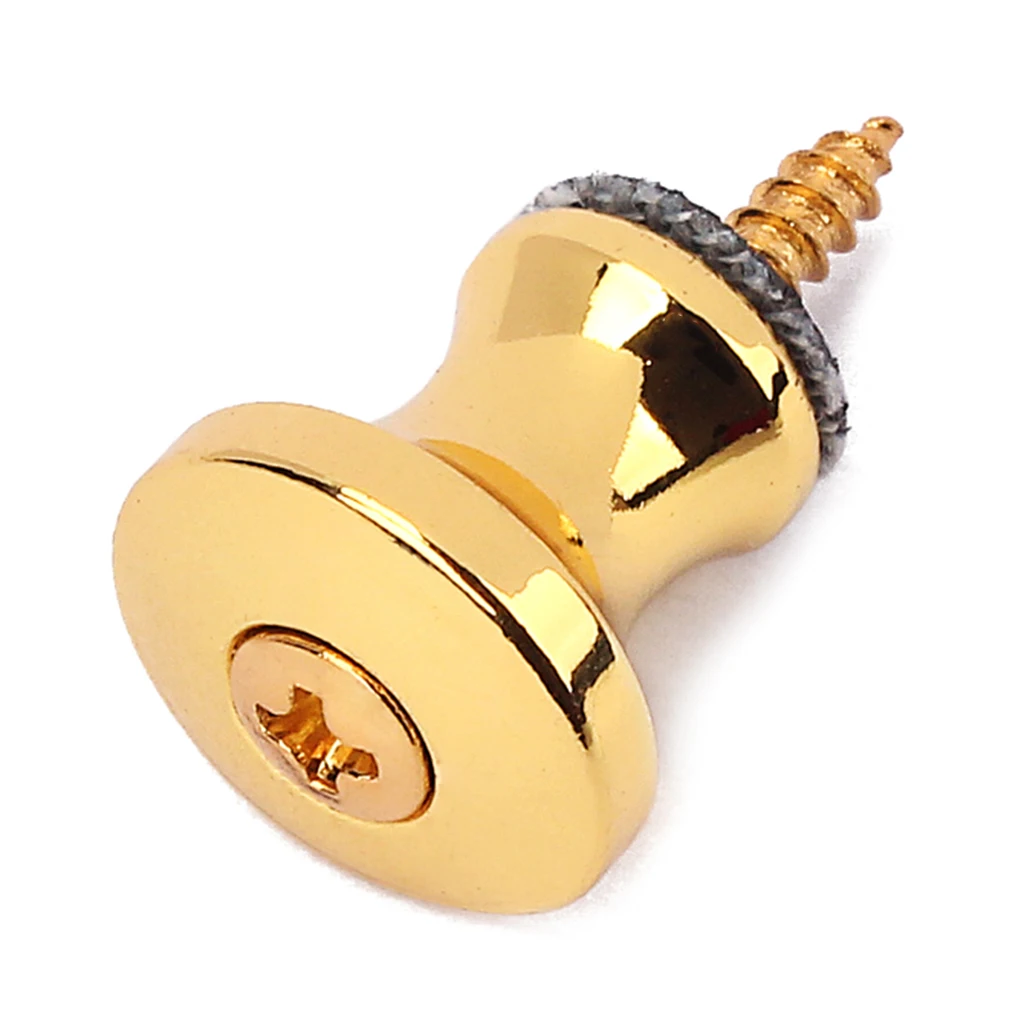 2Pcs Guitar Gold Strap Button Lock Screw End Pins for Mandolin Guitar Bass Replacement Parts