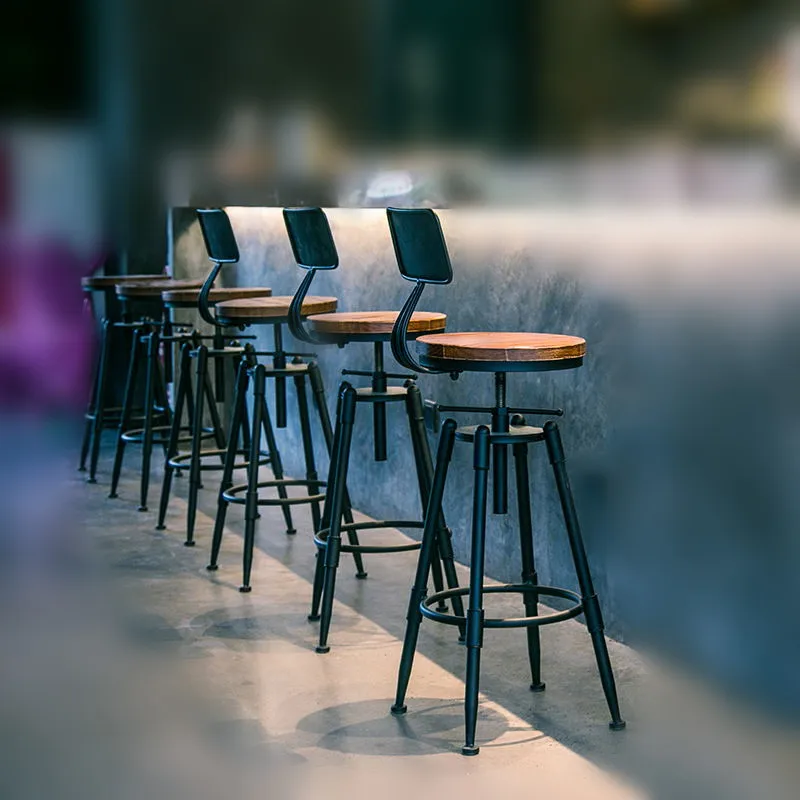 RUSTIC INDUSTRIAL VINTAGE RETRO METAL BREAKFAST BAR STOOL KITCHEN
COUNTER CHAIR WITH BACKREST ADJUSTABLE HEIGHT RESTAURANT CAFE