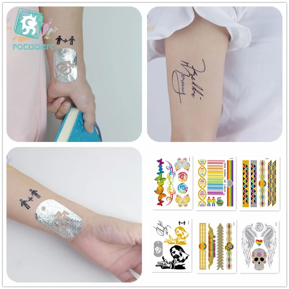 

Free shipping Modern Boho Flash Tattoo Gold Silver Bracelet Temporary Metallic Fake Chain Tattoos Wrist Bands Skeleton Tattoo.