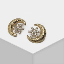 Восхитительная текстура звезда и Луна дизайн блестки стильные серьги-гвоздики