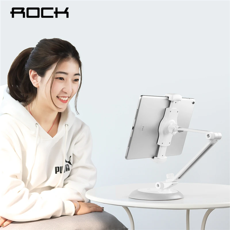 

ROCK Adjustable Tablet Phone Holder For iPad 2 3 4 Air Mini Pro 2018 For iPhone 360 Degrees Flexible Arm Table Pad Holder Stand