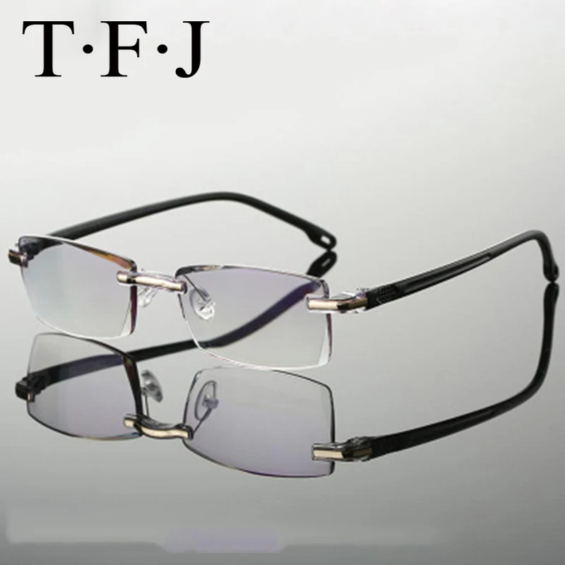 Сверхлегкий анти синий свет чтения Стекло Для мужчин алмазные Rimless es бренды