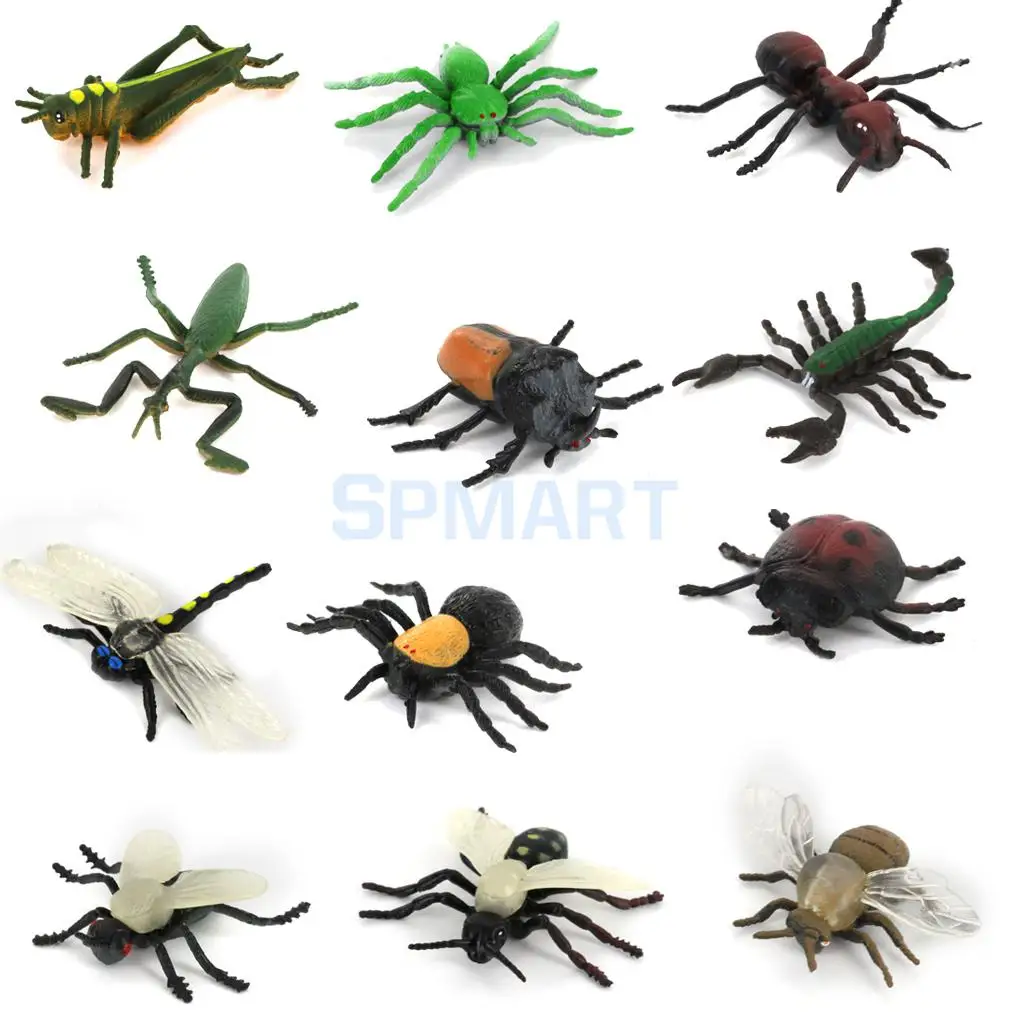 Plastic PVC Insect Animal Model Set Kids Toy 12pcs Multi colorin Model