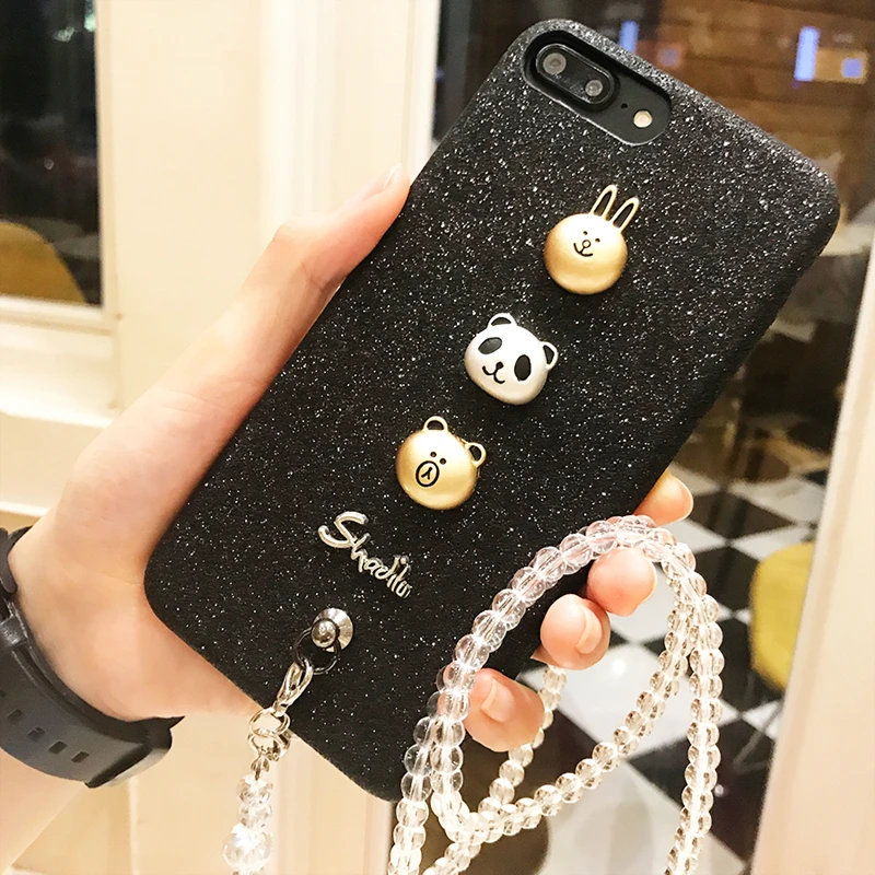 Aoweziic DIY 7plus mobile phone shell lanyard female For iphone8 X XS Euramerican brand atmosphere 6S diamond extravagant