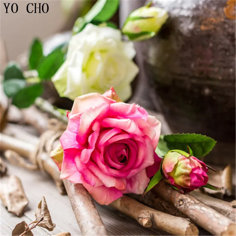 Йо Чо Искусственный цветок розы для домашнего свадебного украшения Букет стол розовый Роза свадебный цветок Подружка невесты, сестра букет