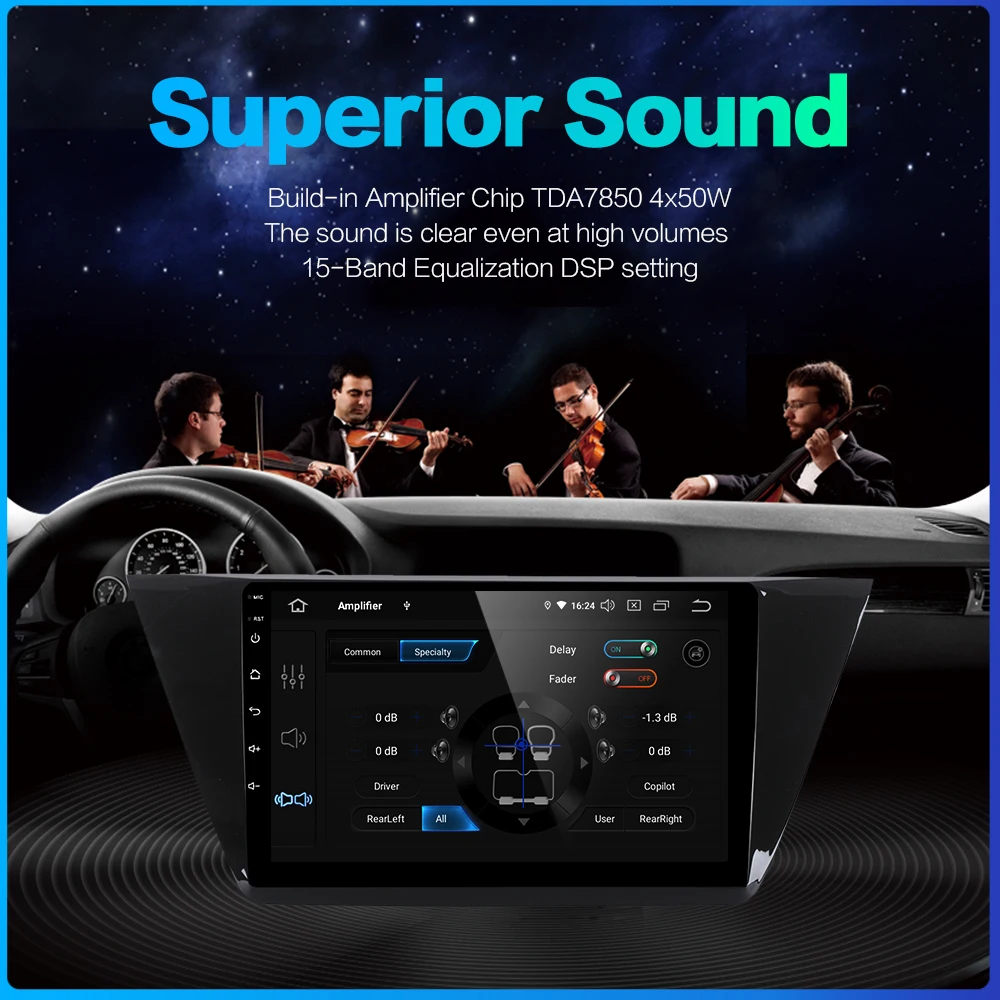 Clearance Dasaita 10.2" IPS Screen 1 Din Android 9.0 Car GPS Navigation for VW Touran Radio 2016 2017 HDMI Bluetooth 64GB ROM MAX6 4