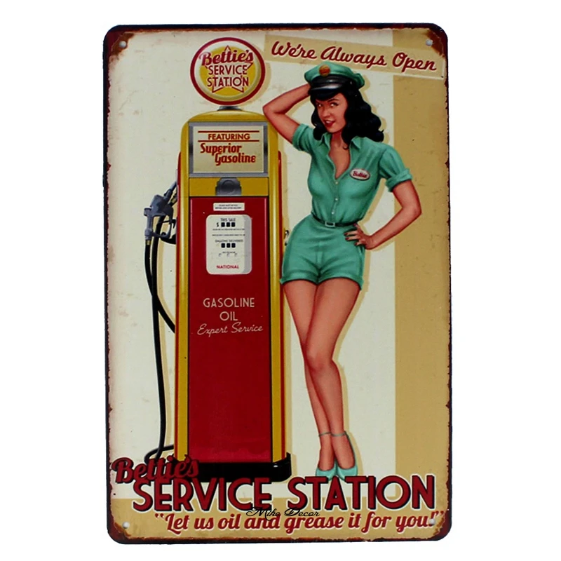 [Mike86] автозаправочная станция Betties Pin up металлический постер художественная