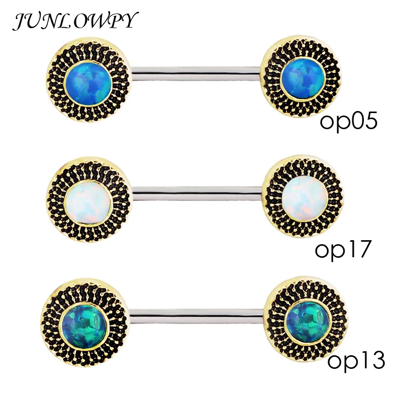 

JUNLOWPY 9pcs/lot 14G Opal Tragus Ring Barbells Studs Piercing Nipple Shield Rings Jewelry Cartilage Earrings Body Nipple Ring