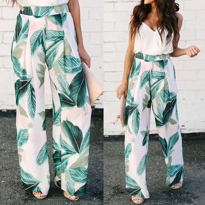 

Palazzo Pants Trousers High waist Printed Long Baggy Boho Summer Beach Women's
