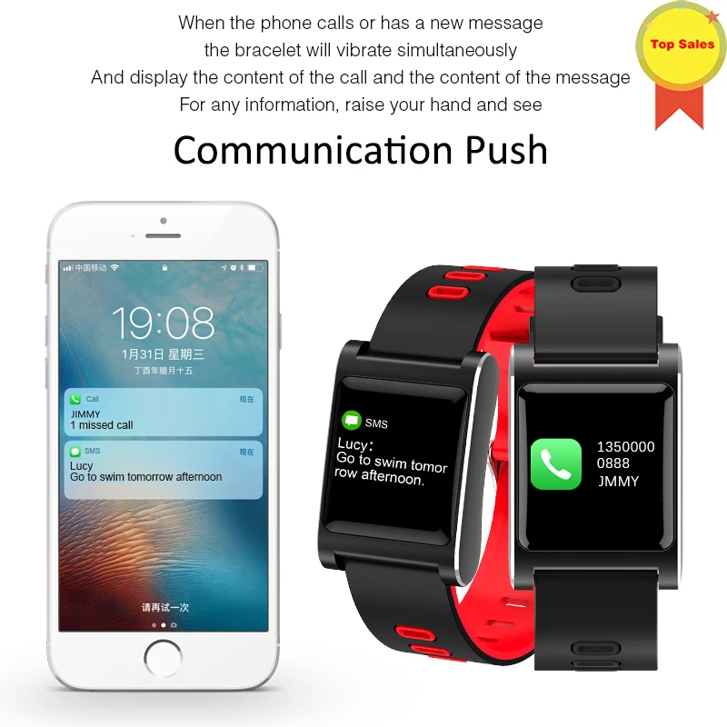 

Original smartband factory smartwatches Heart Rate Fitness tracker Sports 1.0 inch color screen long Standby smartbracelet men