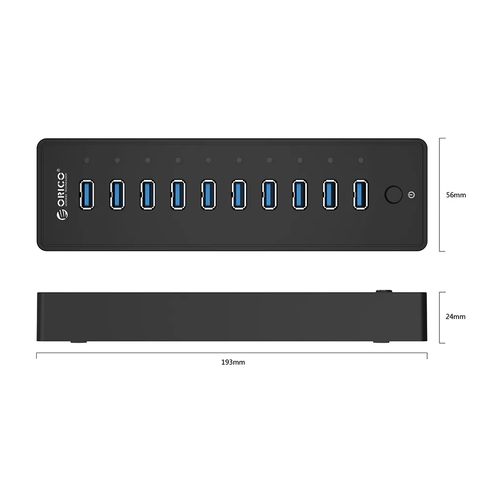 ORICO USB HUB3.0 Внешний 10 порт USB разветвитель с VL812 12V3A EU/UK адаптер питания для Windows iMac НОУТБУК концентратор USB 3,0