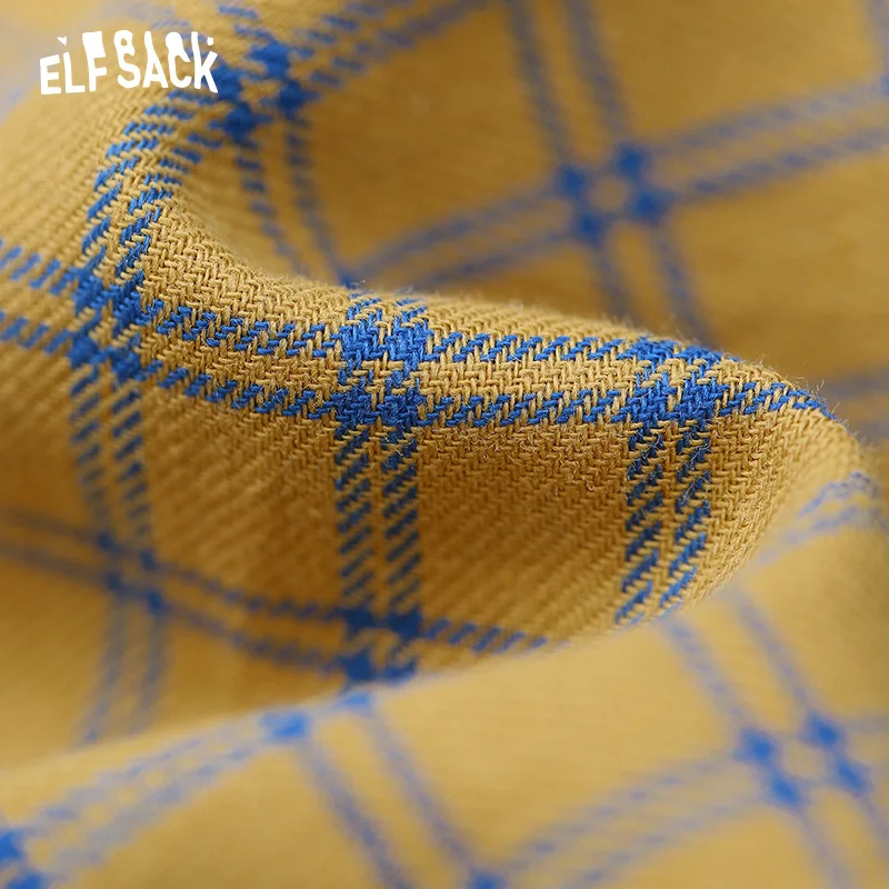 Женская винтажная клетчатая юбка ELF SACK голубая повседневная трапециевидная с