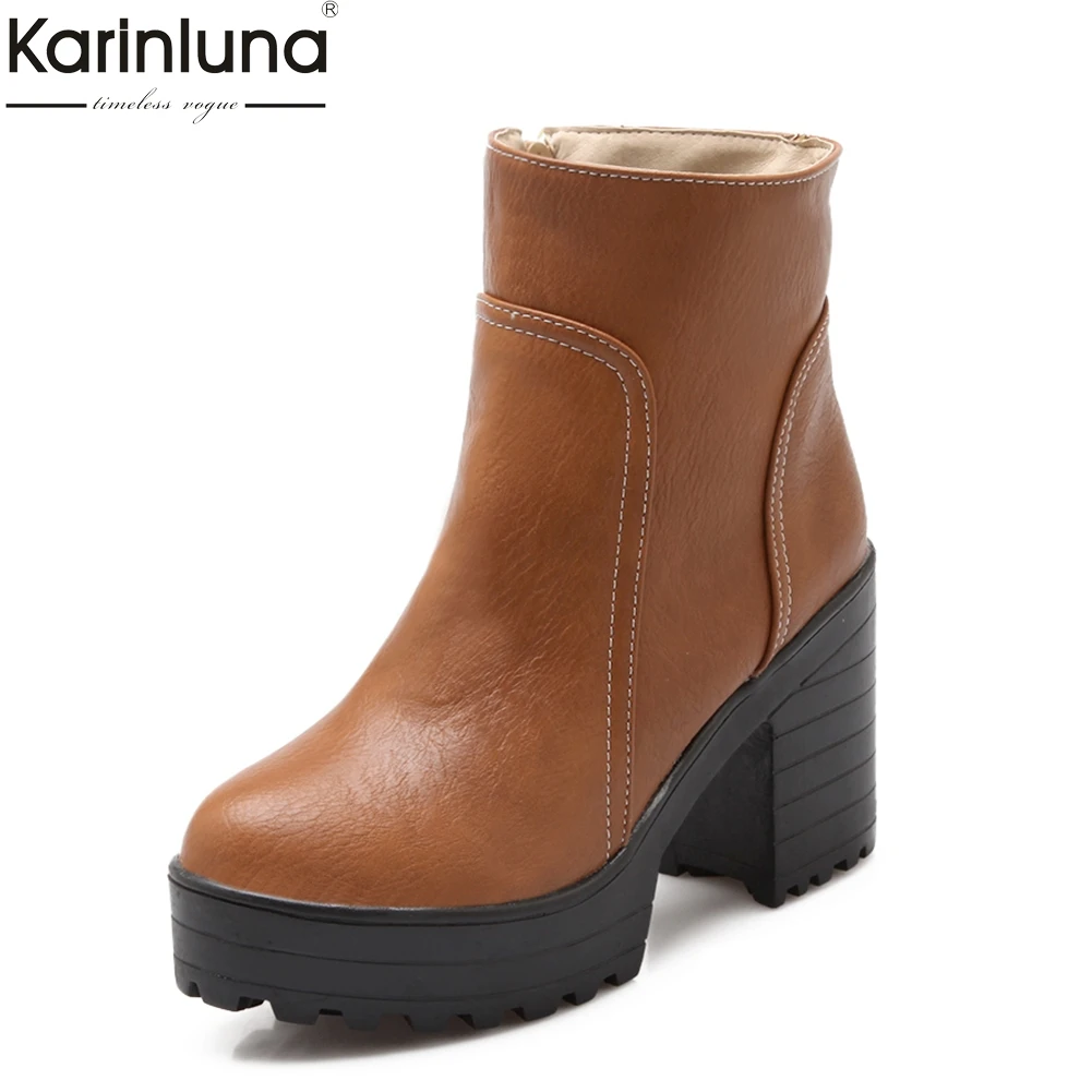 

Women's 2019 Dropship Big Size 43 comfortable platform waterproof high heels ankle Boots Women Shoes Winter Shoes Woman Boots