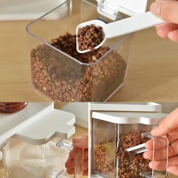 

Vertically Rotatable Storage Seasoning Boxes Spice Jar Bottle with Spoon Kitchen Supplies LBShipping