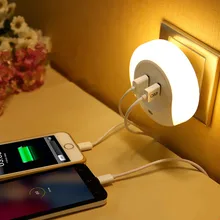 Jiaderui Smart Light Sensor Baby Night Light with USB Socket Bedside Light Home Indoor Wall Lamp Bedroom Lighting Fast charging