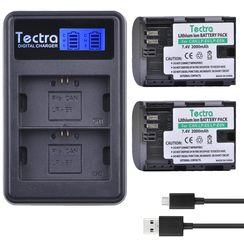 Аккумулятор для камеры Tectra 2 шт. двойное зарядное устройство USB Canon EOS 5D 5D2 5DS R Mark II