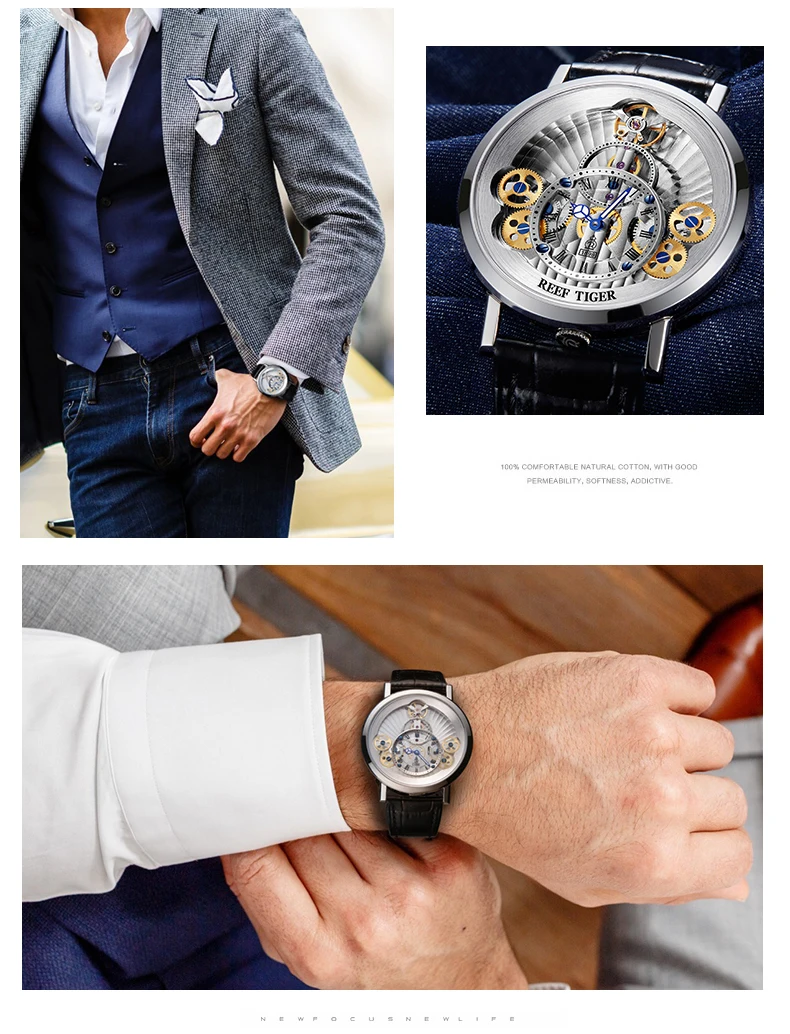 para Homens Pulseira de Couro Genuíno Relógios