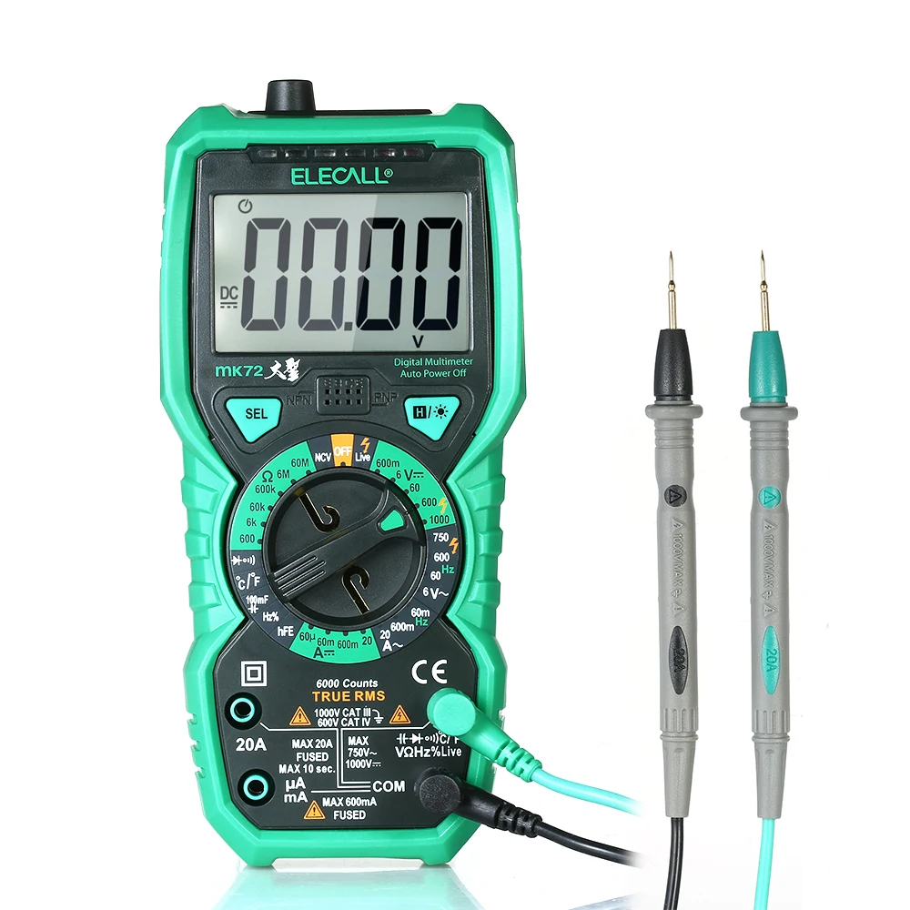 

ELECALL Digital Multimeter 6000 Counts Non Contact Multi Meter Voltmeter Ammeter Ohmmeter Measuring AC/DC Voltage Current